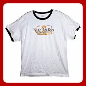 Cafe Press Regal Beagle Ringer T-Shirt Three's Company Santa Monica CA White XL